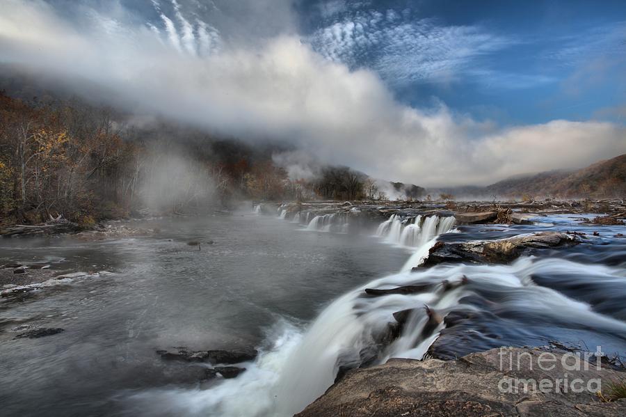 Blue Skies Over Sandstone Falls Photograph by Adam Jewell
