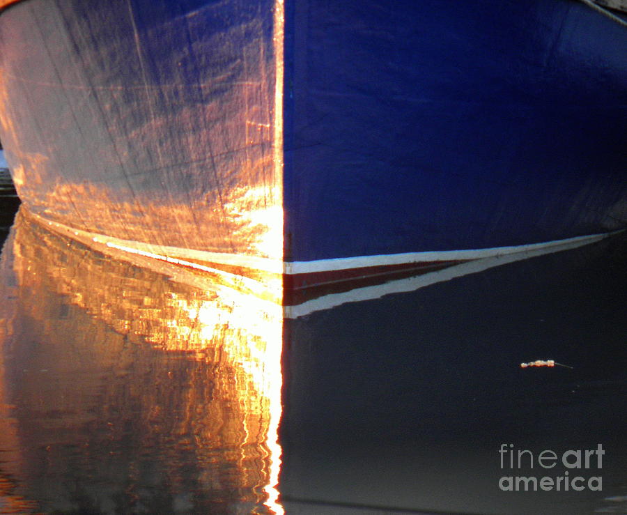 Blue Skiff Reflection Photograph by Amazing Jules