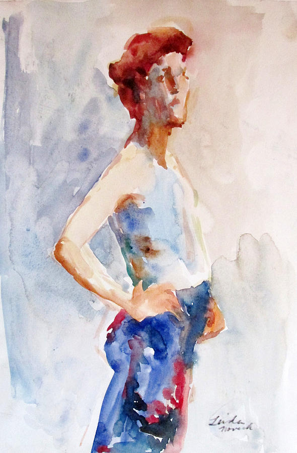 Blue Skirt Painting by Linda Novick