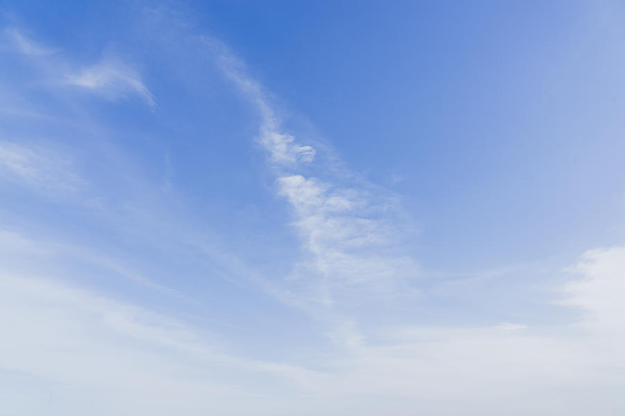 blue sky and clear ocean; Clouds In Blue Sky Photograph by Changyu Lu
