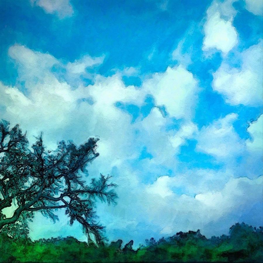 S Blue Sky and Puffy Clouds - Square Digital Art by Lyn Voytershark
