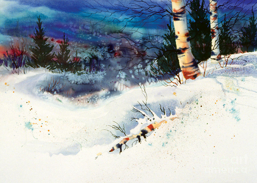 Blue Sky Birch Painting by Teresa Ascone
