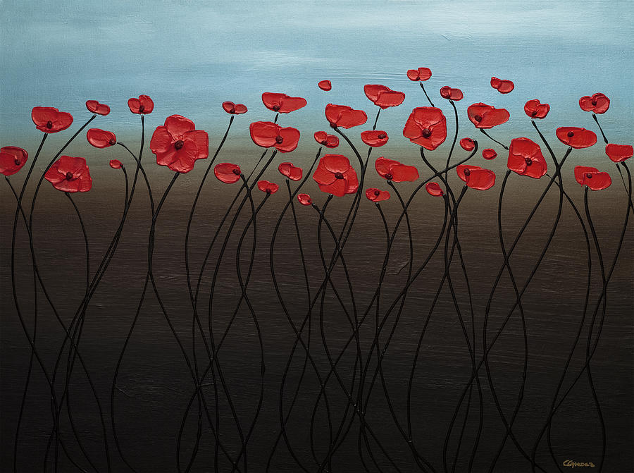 Poppy Painting - Blue Sky by Carmen Guedez