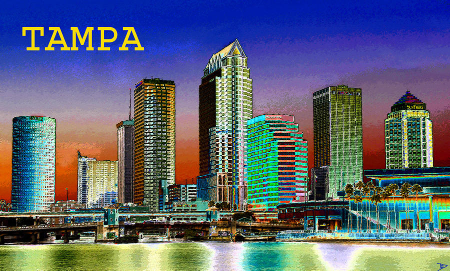 Tampa A Blue Sky City Painting by David Lee Thompson