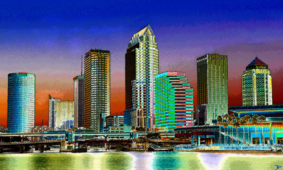 Tampa A Blue Sky City original work Painting by David Lee Thompson