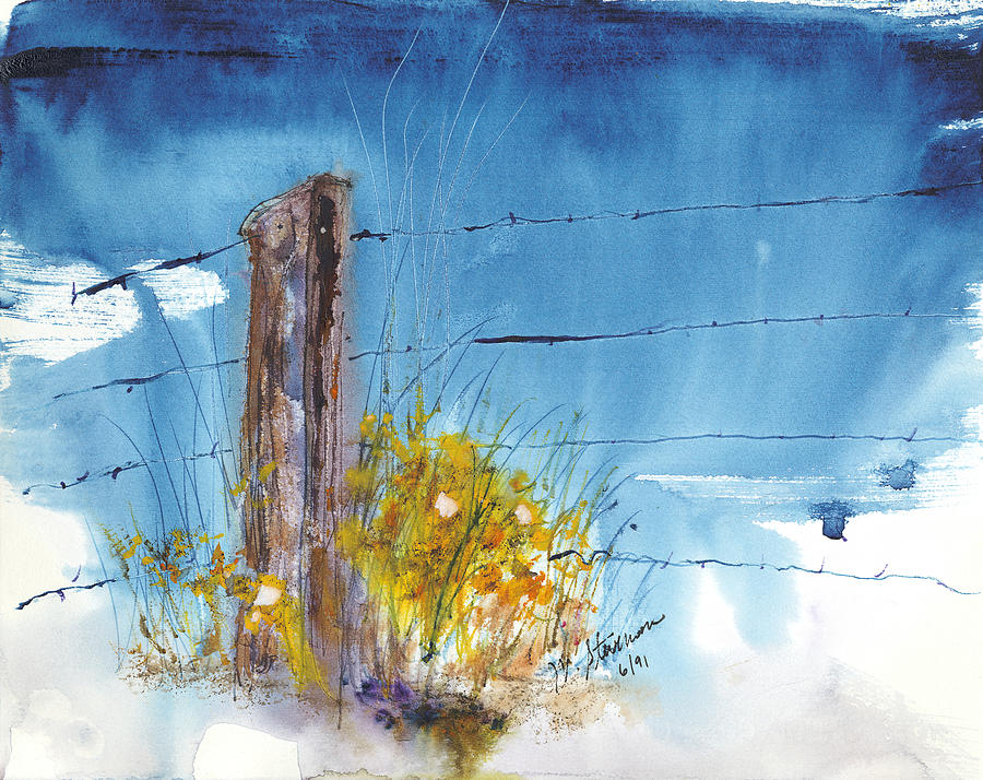 Blue Sky Fence Painting by Walt Stevenson Stevenson