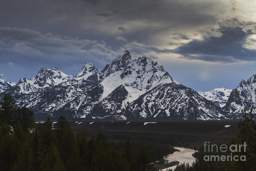 Mountain Photograph - Blue Sky Over the Tetons by Steve Triplett