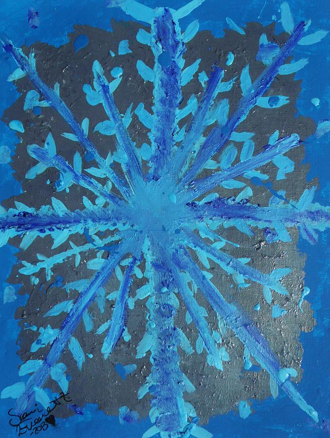 Winter Painting - Blue Snowflake by Samantha Everett-Boles