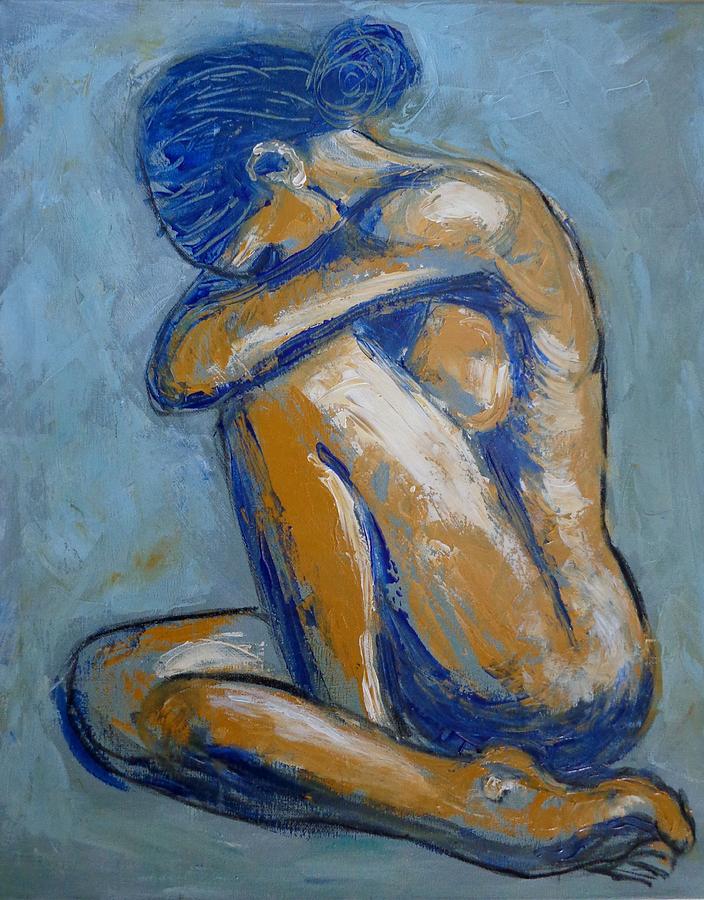 Blue Soul - Female Nude Painting by Carmen Tyrrell