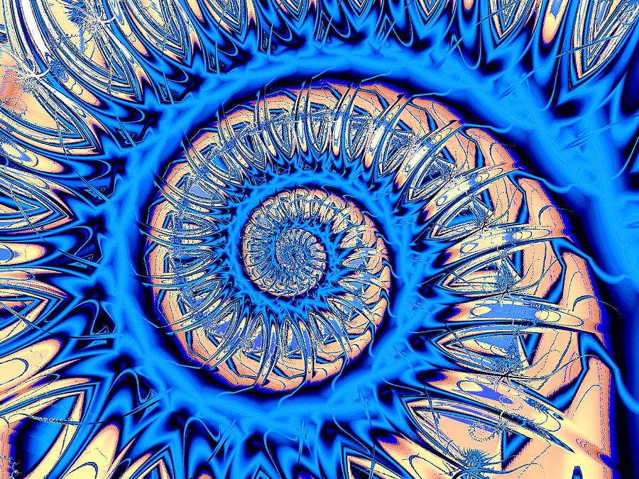 Abstract Digital Art - Blue Spiral by Anastasiya Malakhova
