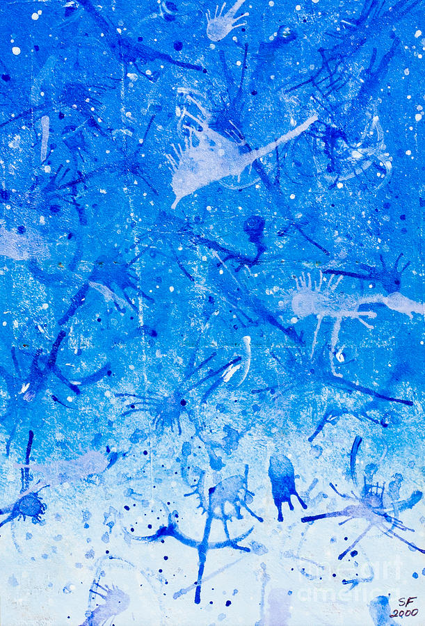 Blue splatter Painting by Stefanie Forck