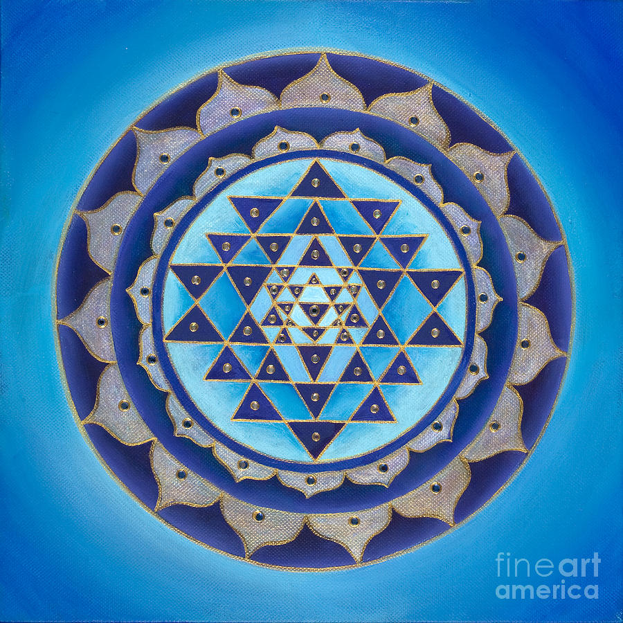 Mandala Painting - Blue Sri Yantra by Charlotte Backman Mandala Painting - Blue Sri Yantra by Charlotte Backman
