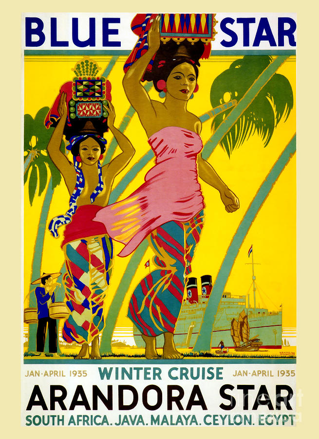 Blue Star Vintage Travel Poster Drawing by Jon Neidert