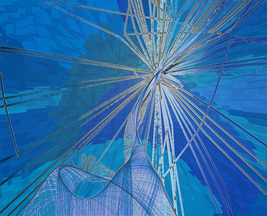 Abstract Digital Art - Blue Starburst by Jason White