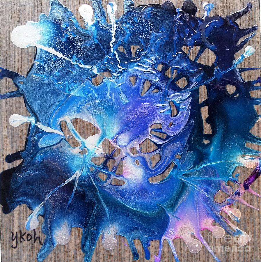 Blue Starburst Painting by Yolanda Koh