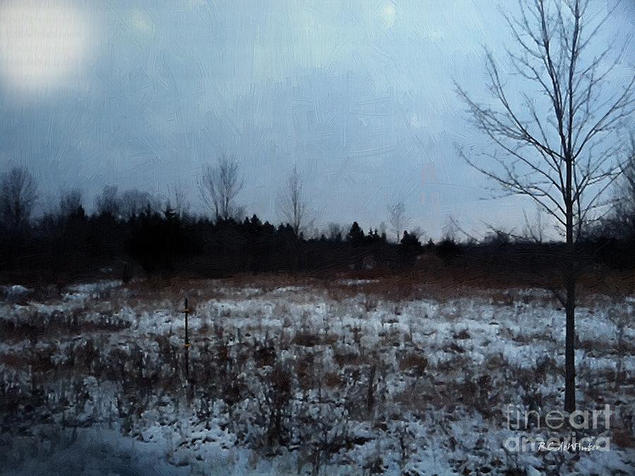 Winter Painting - Blue Steel Moonrise by RC DeWinter