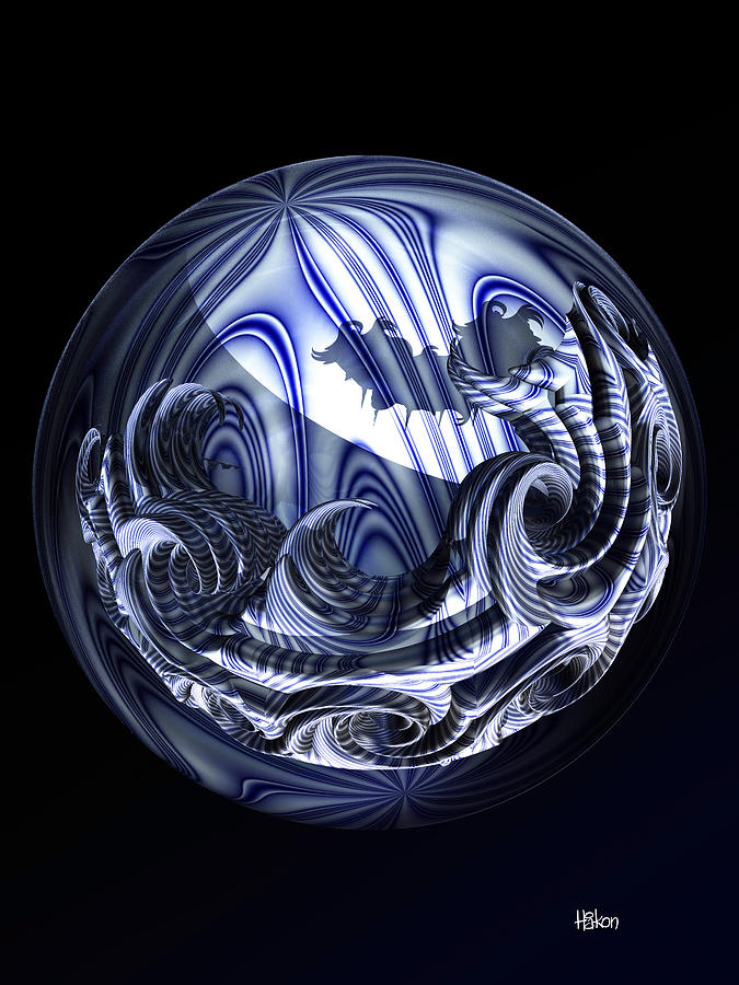 Blue-Striped Swirls Digital Art by Hakon Soreide
