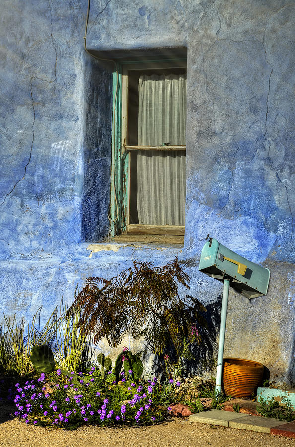 Blue Stucco Window Photograph by Ken Smith