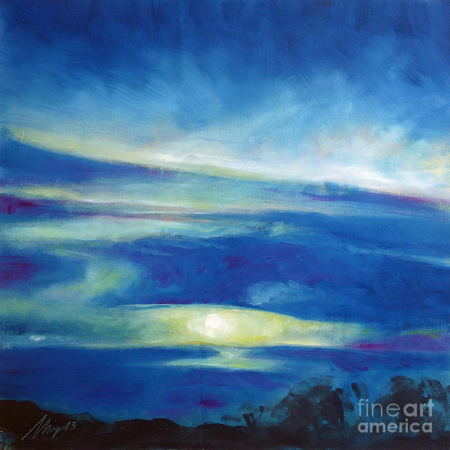 Sunset Painting - Blue Sunset by Rosario Mogliarisi