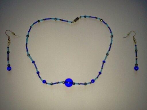 Necklace Jewelry - Blue Surfer Beads by Karen Jensen
