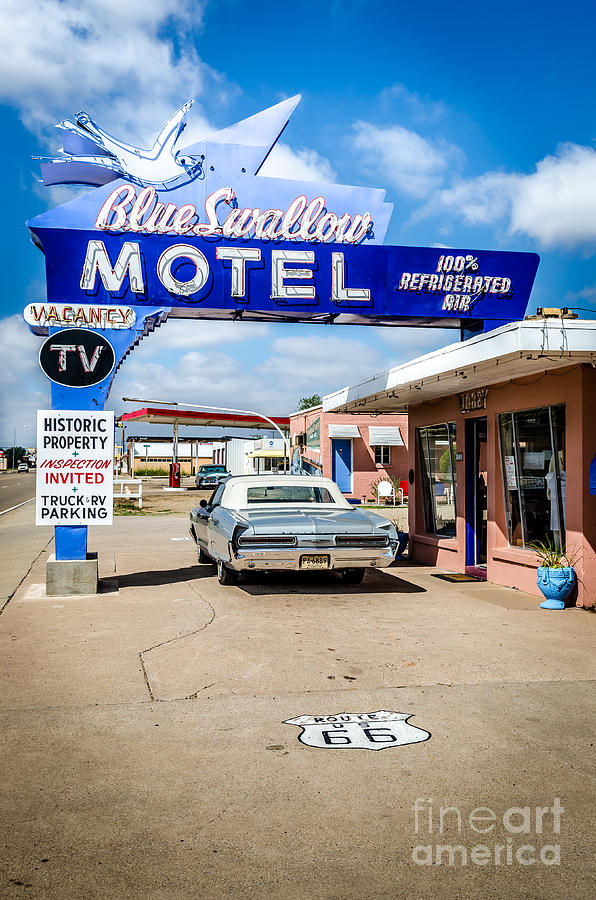 Blue Swallow Motel Photograph by Bob and Nancy Kendrick