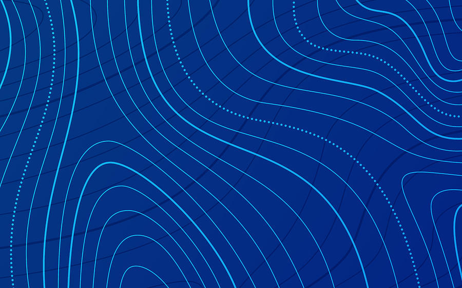 Blue Topographic Lines Background Drawing by Filo