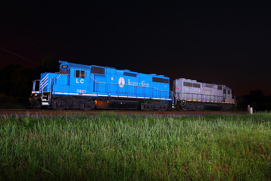 Blue Train At Night Photograph by Joseph C Hinson