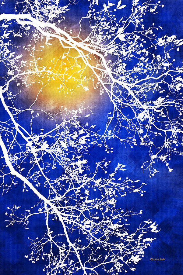 Blue Tree Abstract Mixed Media by Christina Rollo