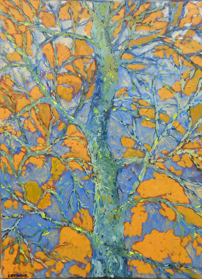 Blue Tree Painting by Rosemary Cotnoir - Fine Art America