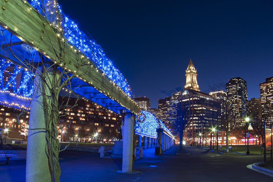 Boston Photograph - Blue Trellis in Christopher Columbus Park - Boston by Joann Vitali