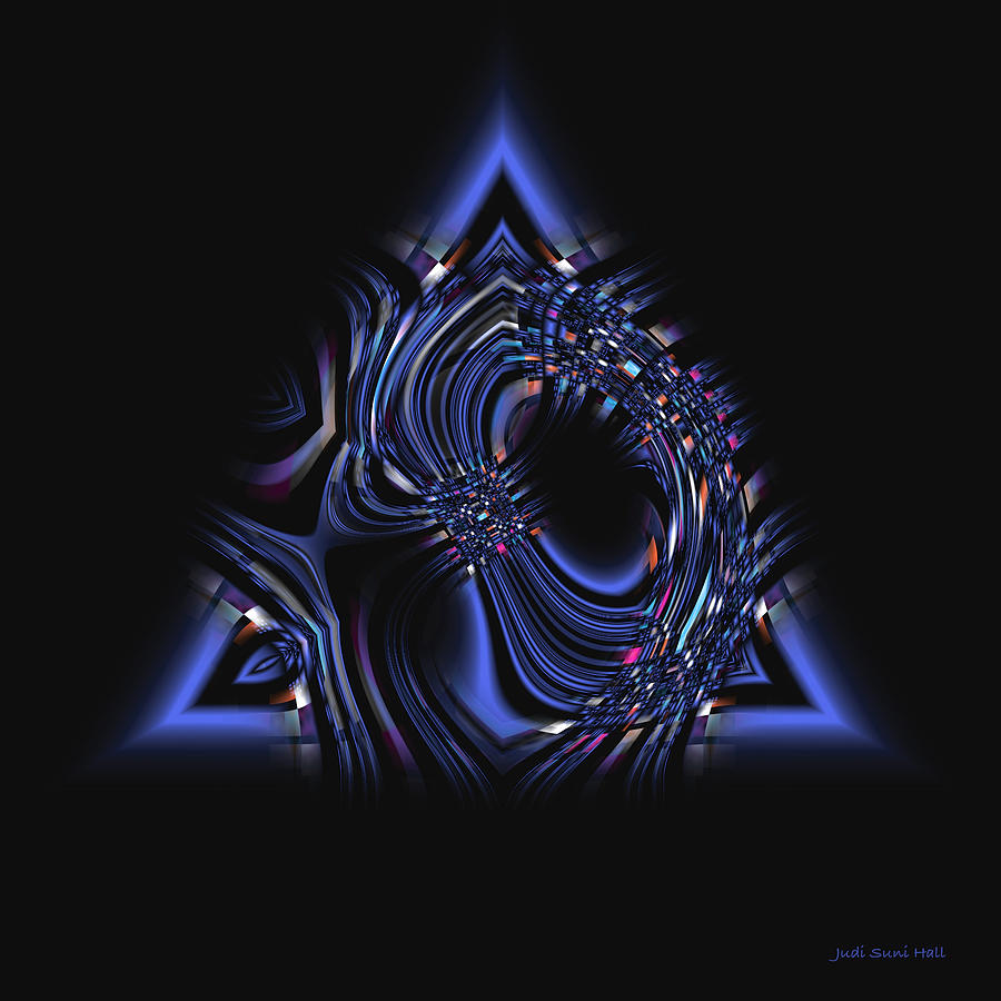 Blue Triangle Jewel Abstract Digital Art by Judi Suni Hall
