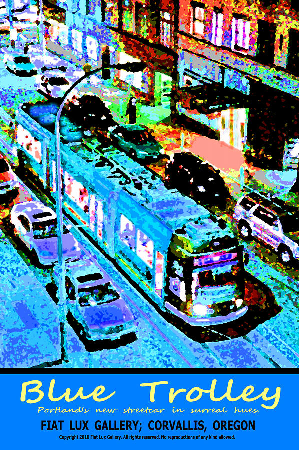 Blue Trolley Portland Digital Art by Michael Moore