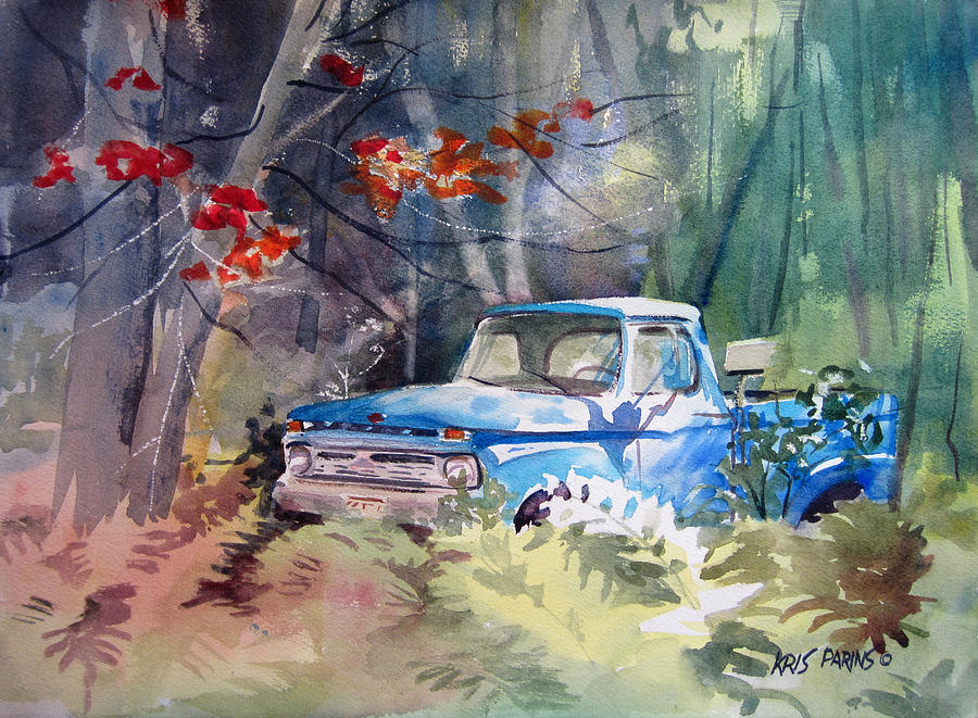 Transportation Painting - Blue Truck by Kris Parins