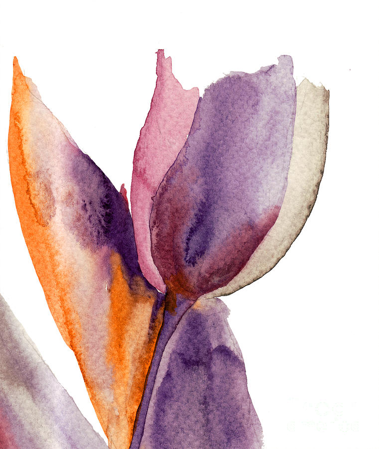 Blue Tulip flower Painting by Regina Jershova