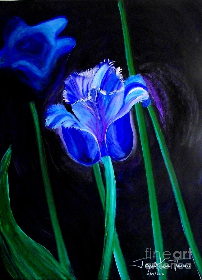 Blue Tulip Variation Painting by Jayne Kerr 