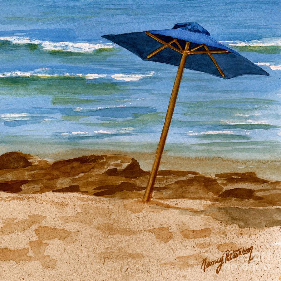 Blue Umbrella 2  Painting by Nancy Patterson