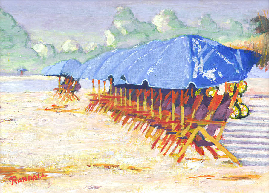 Blue Umbrellas Painting by David Randall