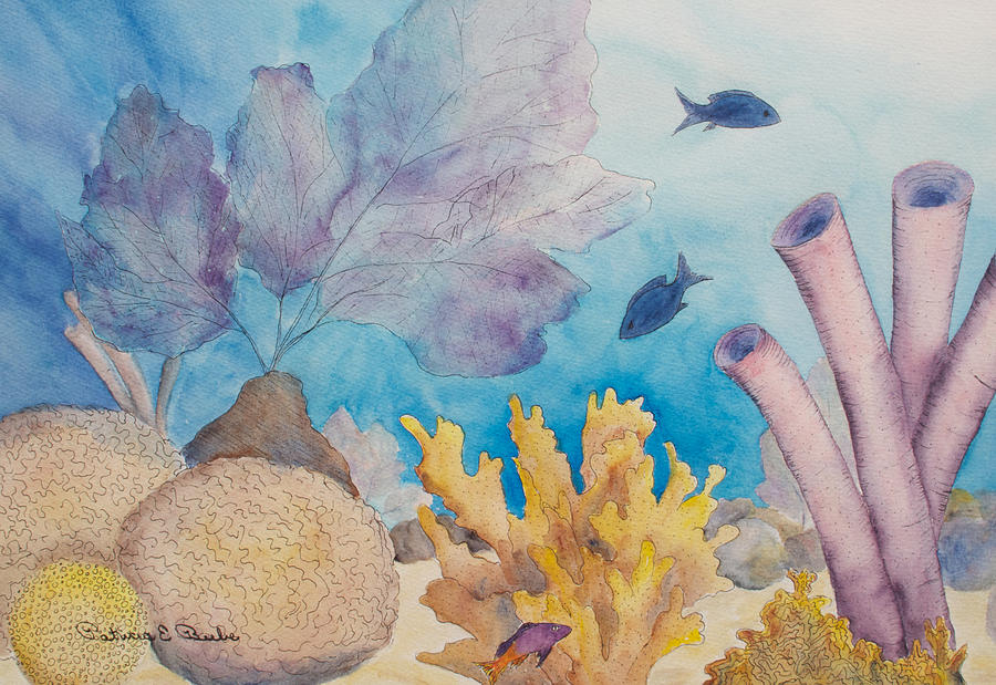 Blue Underwater Painting by Patricia Beebe