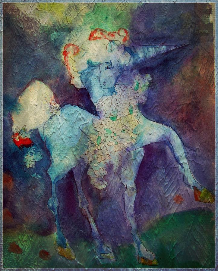 Blue Unicorn Painting by Mindy Newman