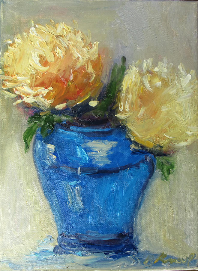 Blue vase color study Painting by Barbara Anna Knauf