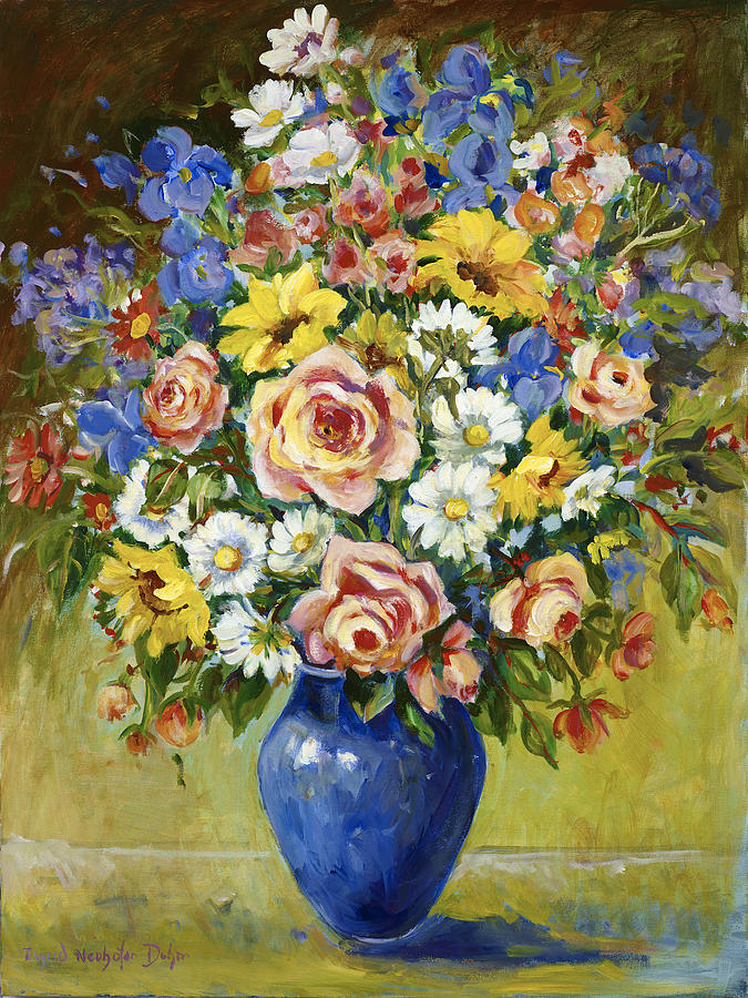 Blue Vase Painting by Ingrid Dohm