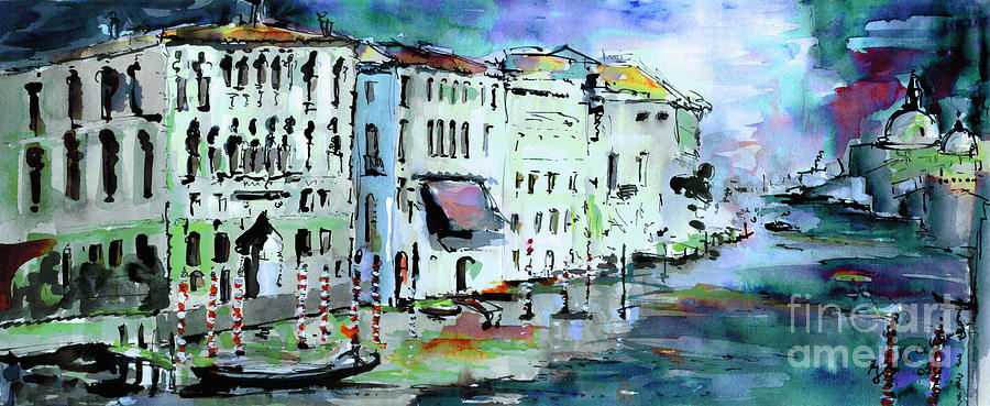 Blue Venice Grand Canal Italy Painting Painting by Ginette Callaway