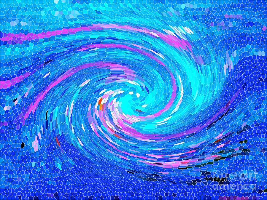 Blue Vortex Abstract 2 Intense Painting by Saundra Myles
