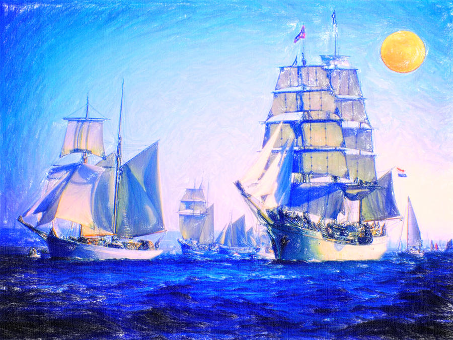 Blue Voyage To Serenity Painting by MotionAge Designs
