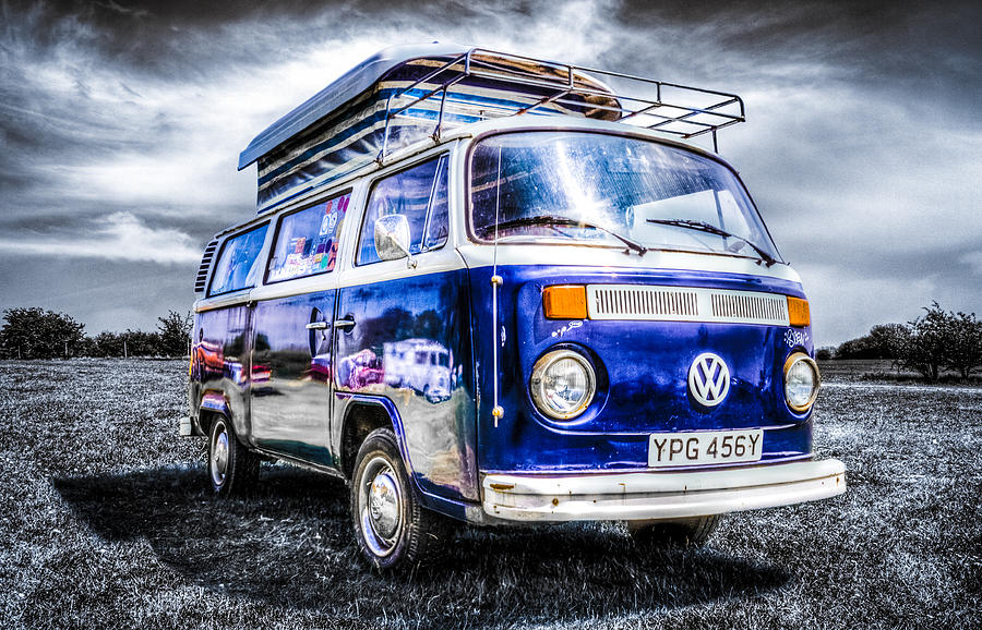 Vw Photograph - Blue VW Campervan by Ian Hufton