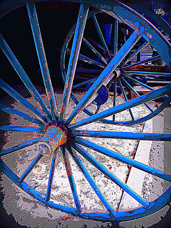 Blue Wagon Wheels Photograph by Sheri McLeroy