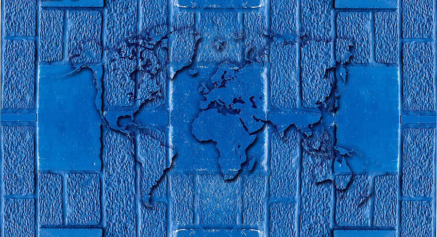 Blue Wall World Map Photograph by Hakon Soreide