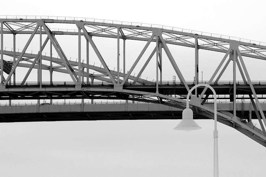 Blue Water Bridge Abstract BW Photograph by Mary Bedy