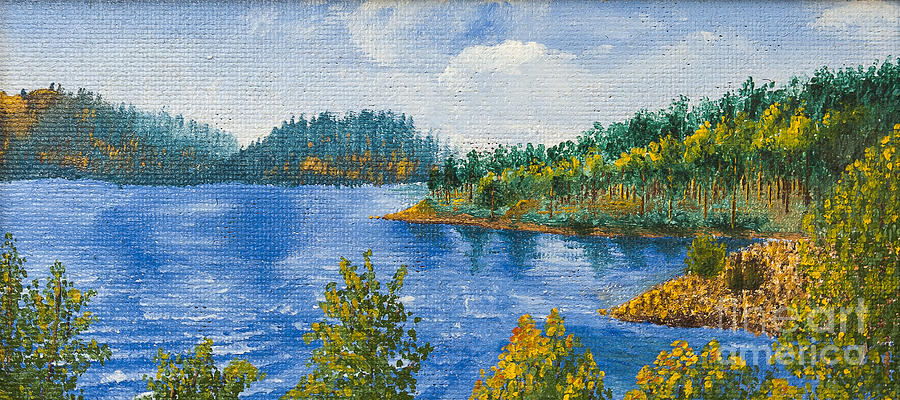 Brush Painting - Blue Water Lake by Svetlana Sewell