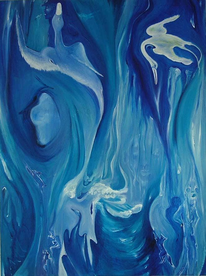 Hidden Images Painting - Blue Water Spirit by Christopher Bennett